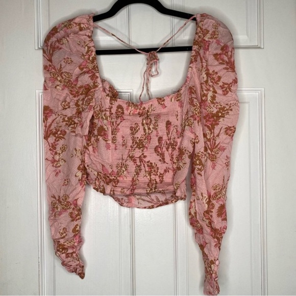 NWT Free People Hilary Pink & Floral Printed Long Sleeve Boho Top - Picture 6 of 8
